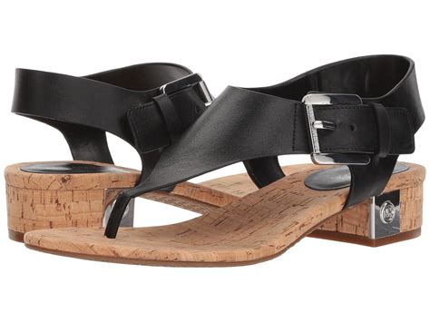 michael michael kors london thong women's sandals black vachetta cork